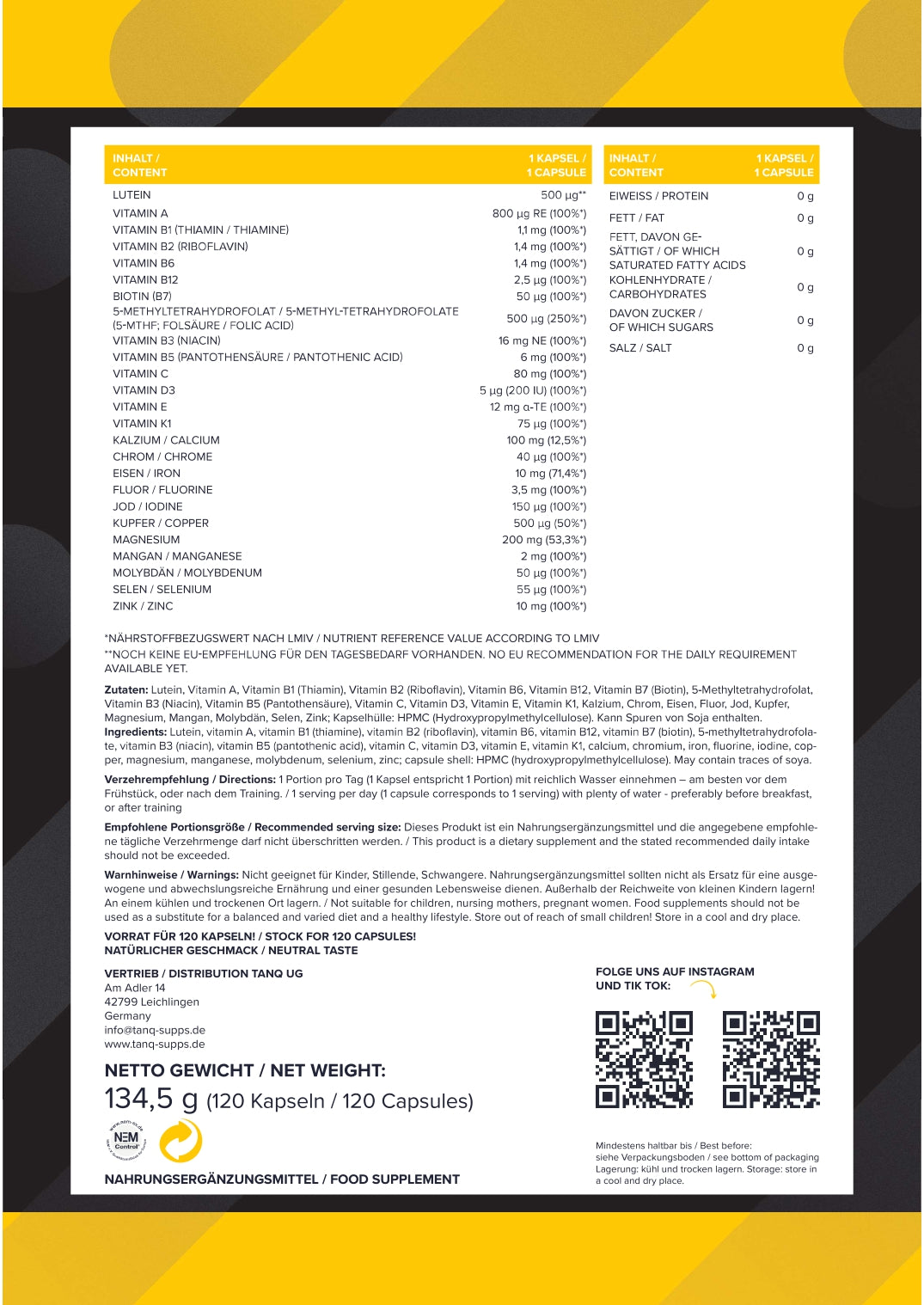 VZM5 Kapseln Perfekte Rezeptur 120 TANQ® CAPS